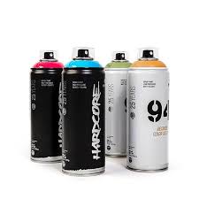 Line-up of MTN Hardcore and MTN 94 spray paint cans – comparing high-pressure and low-pressure graffiti paints