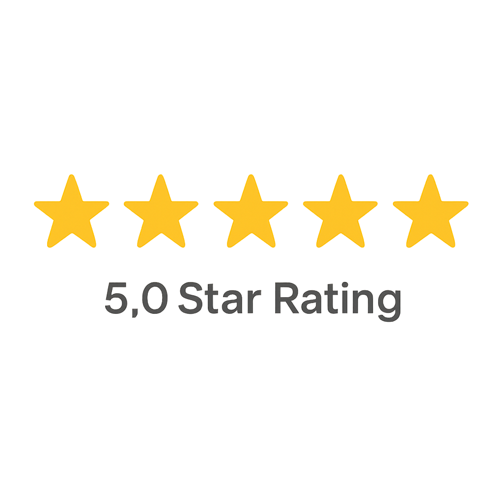 5.0 star rating graphic in Paintbox yellow, trusted by creatives, brands and events across London.