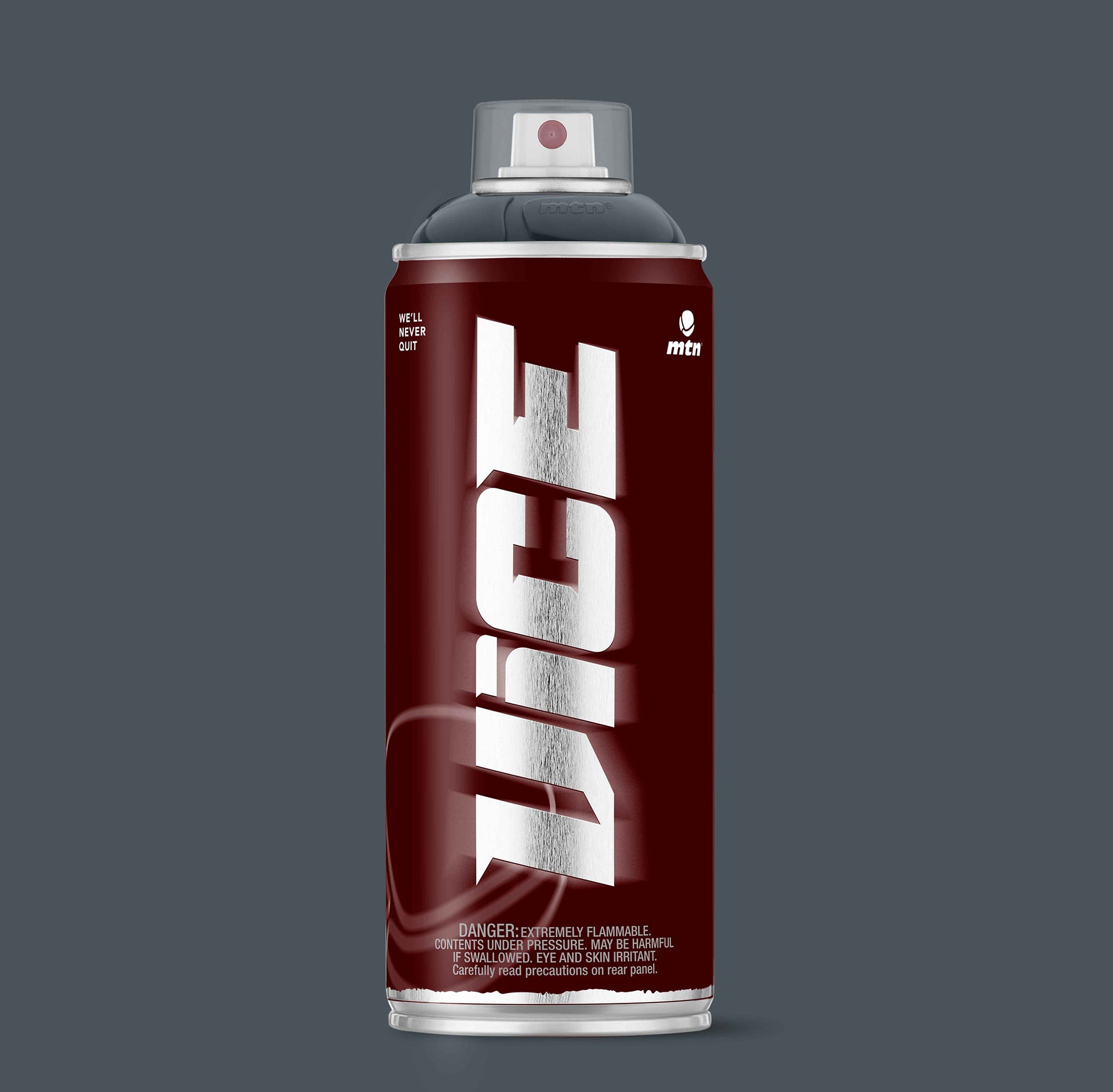 MTN VICE Bunker Grey 400 ml spray paint can – dark bunker grey graffiti paint with VICE branding on a grey background