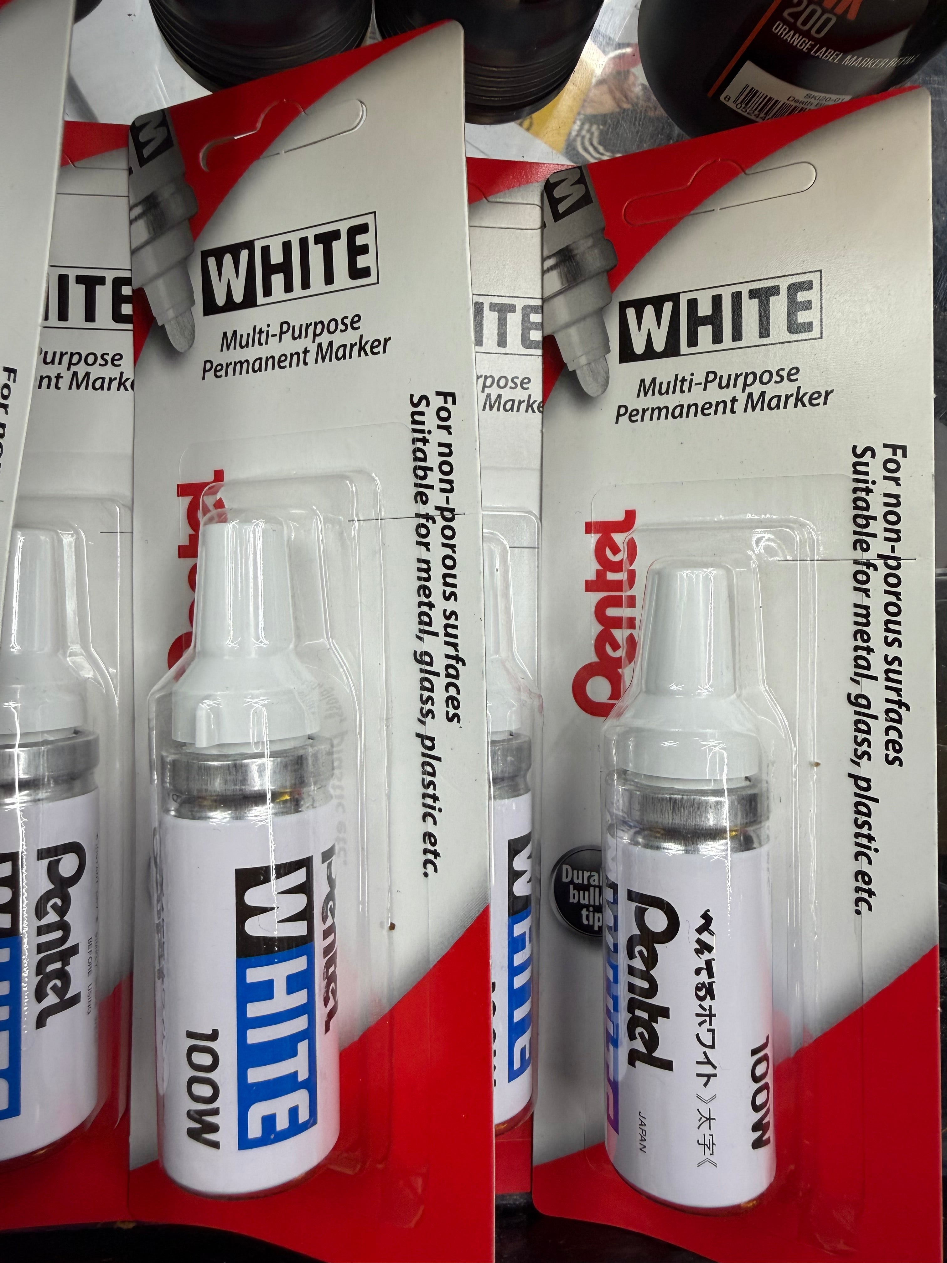 Pentel White Permanent Paint Marker 100W – Bullet Tip Multi-Purpose ...