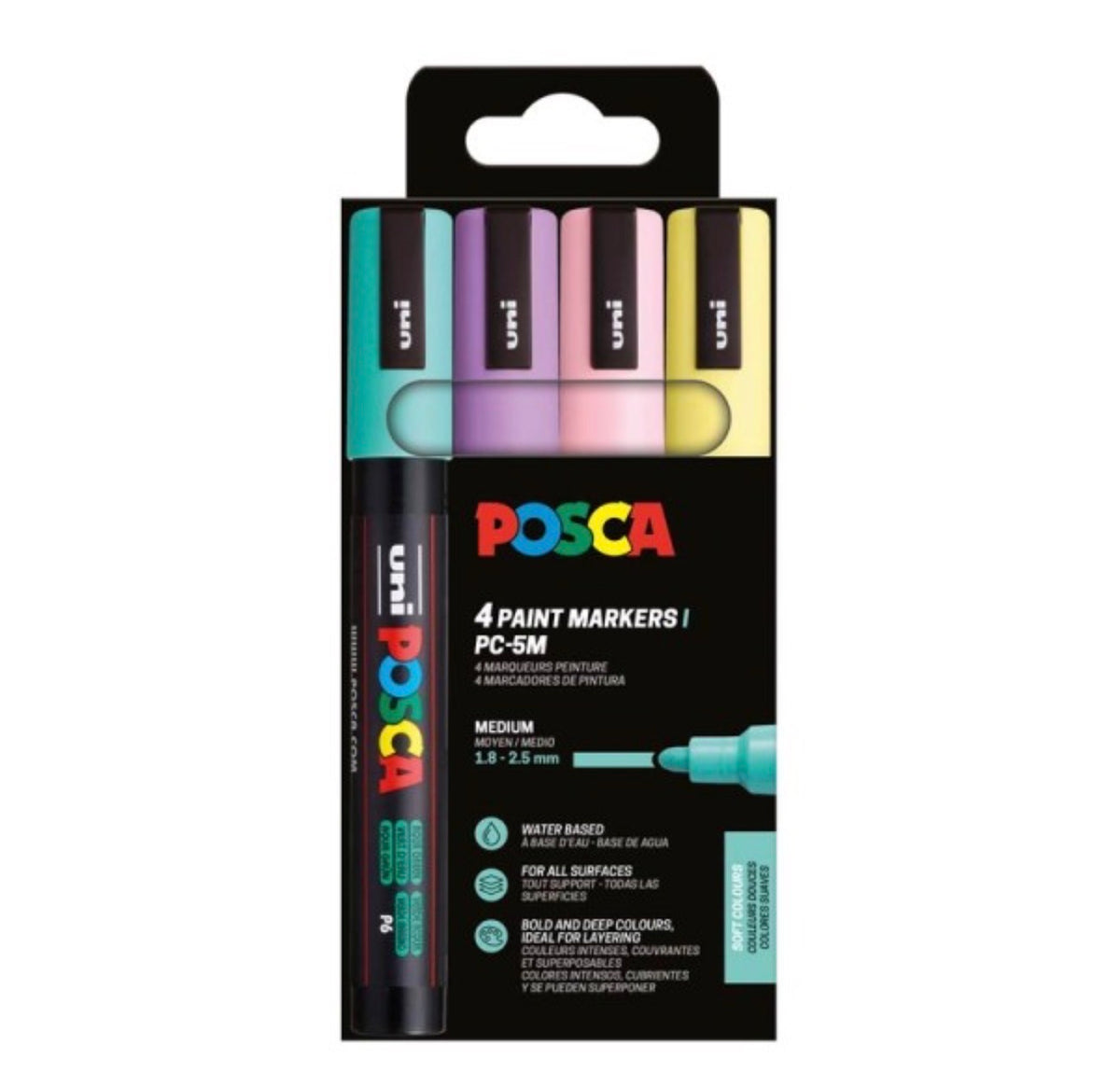 Posca PC-5M paint marker set in soft colours (4 pack)