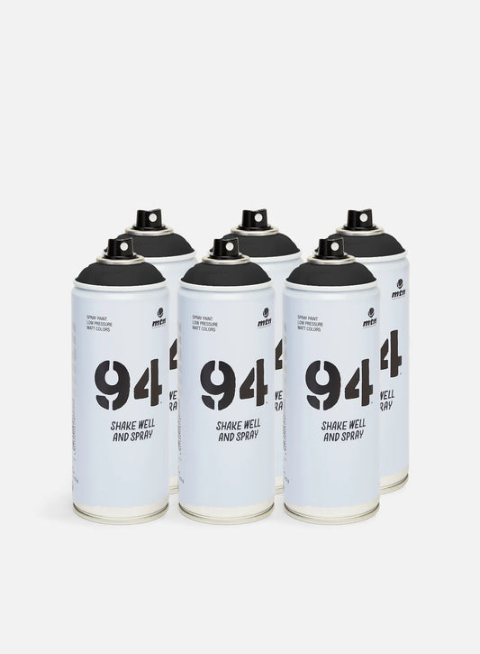 MTN 94 Matte Black Graffiti Spray Paint 400ml (6-Pack)