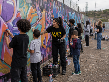 Paintbox Graffiti artist leading a private group graffiti workshop in London
