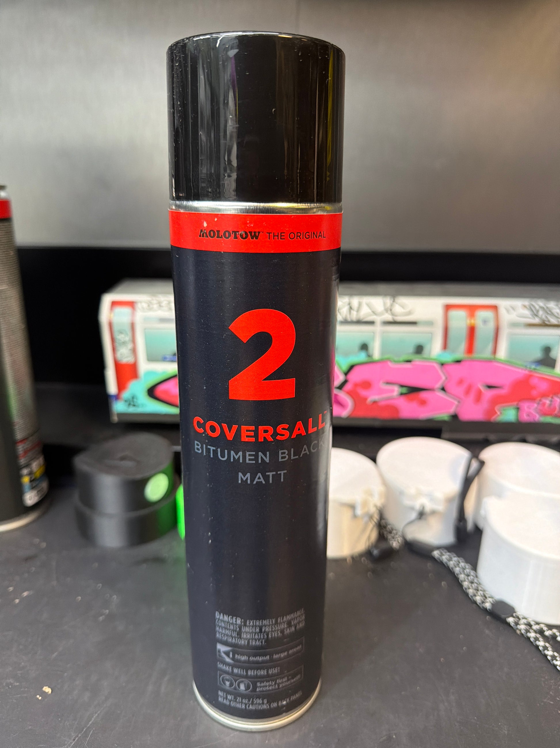 Molotow 600 Coversall Bitumen Black Matt 600ml High-Pressure Graffiti Spray Paint Can