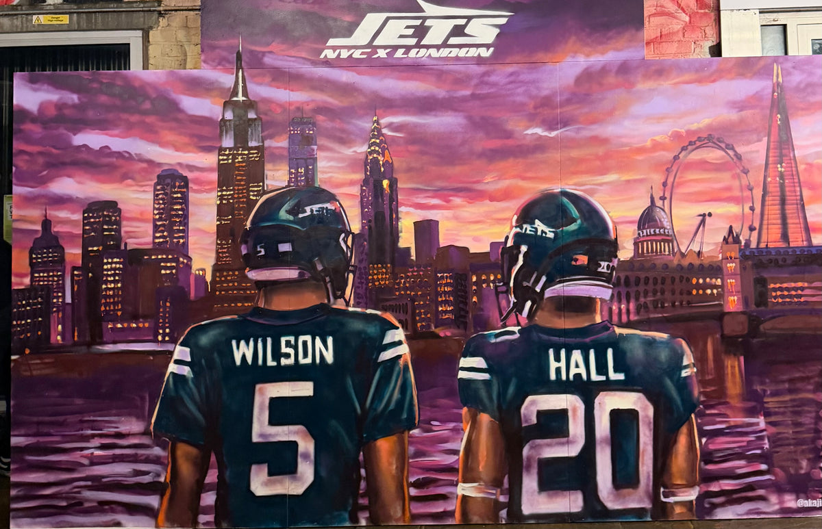 New York Jets Tailgate London live mural by Jimmy C, a Paintbox Graffiti brand activation