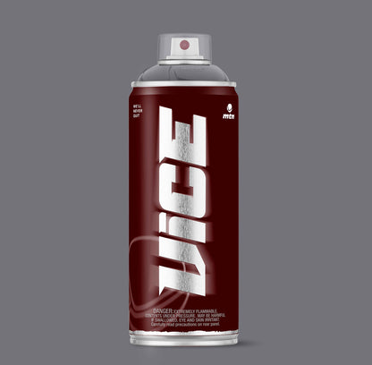 MTN VICE Butterfly Grey (Gris Mariposa) 400 ml spray paint can – mid-tone grey graffiti paint with VICE branding on a coloured background