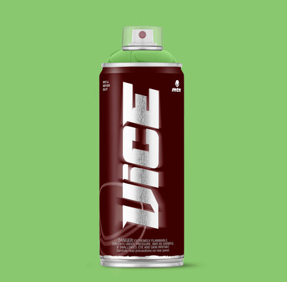 MTN VICE Trinidad Green spray can – bright green graffiti paint on a coloured background