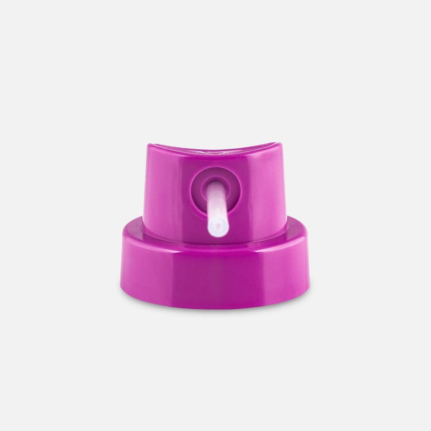Purple fine line needle cap on a light grey background