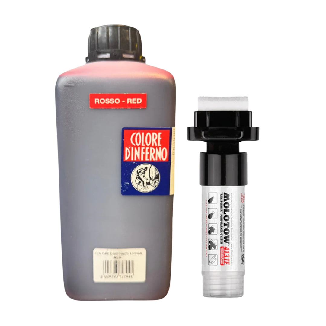 Graffiti Ink & Marker Starter Pack – Inferno Red + Molotow Transformer Empty Pump-Marker