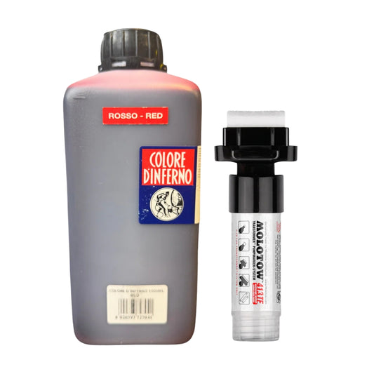 Graffiti Ink & Marker Starter Pack – Inferno Red + Molotow Transformer Empty Pump-Marker