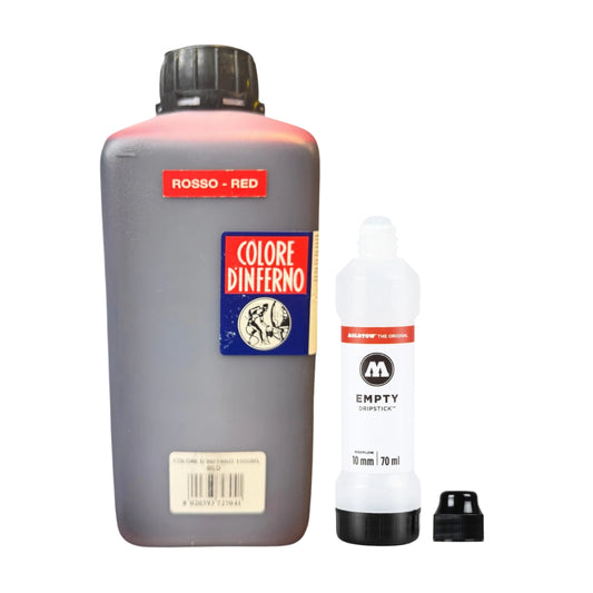 Graffiti Ink & Marker Starter Pack – Inferno Red + Molotow Empty Dripstick Marker 10mm 70ml